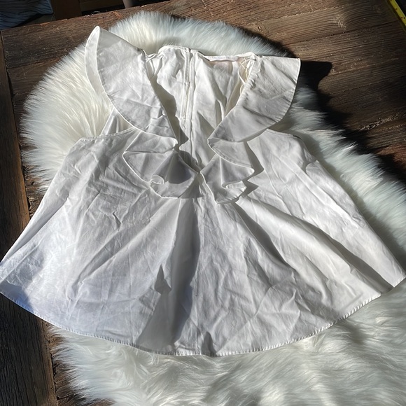 Zara Trafaluc whit cotton ruffled blouse NWT size Small - Picture 9 of 9